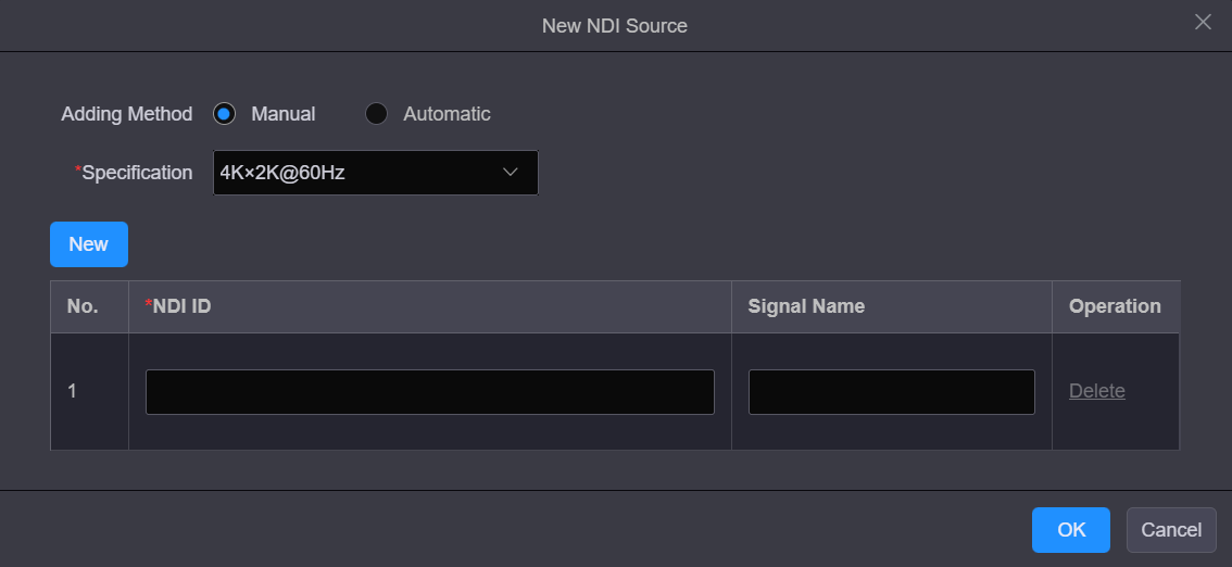 Add New NDI sources