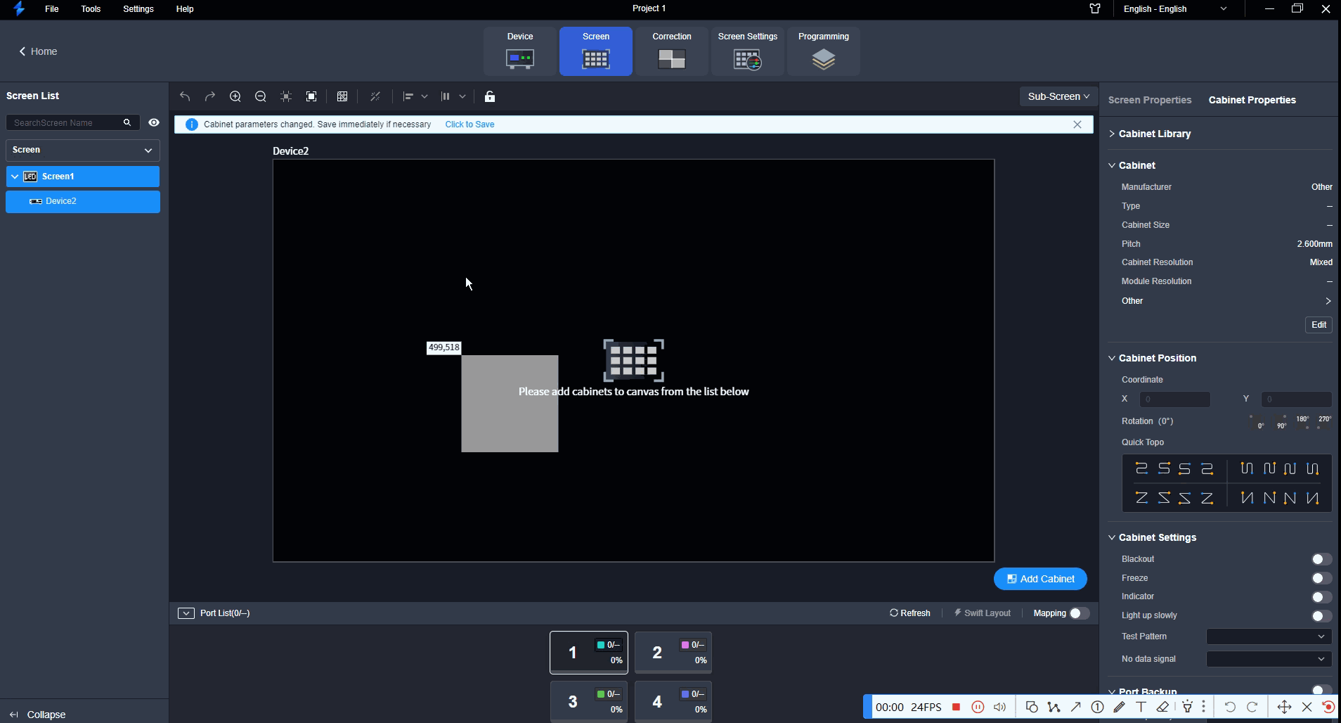 Screen topology