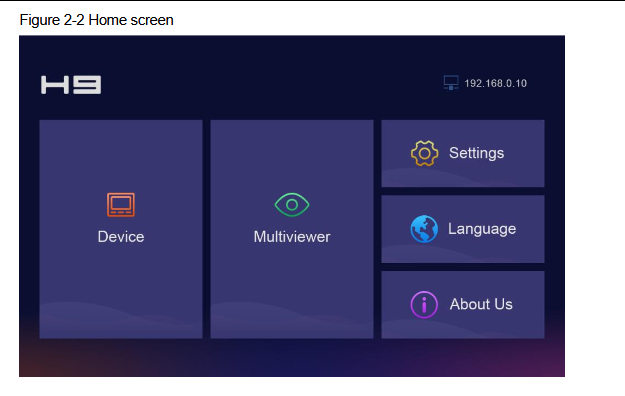 Power on home screen