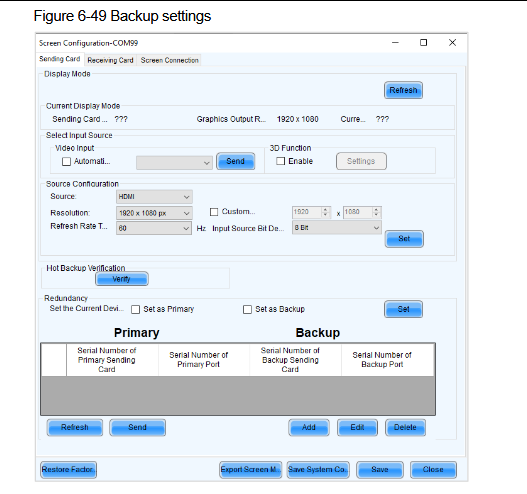 Device backup setting