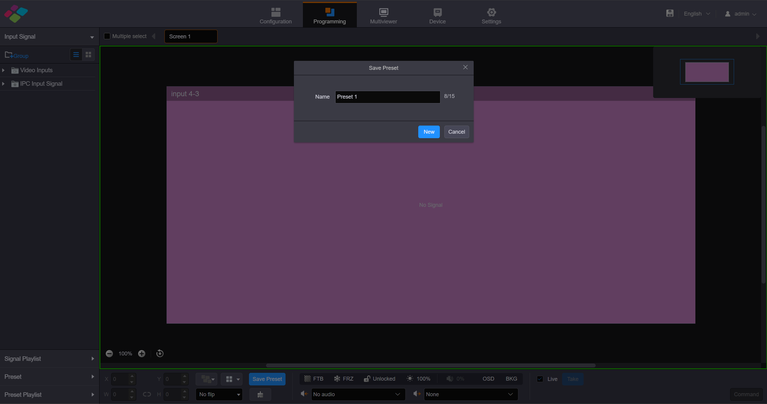 Save preset